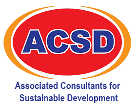 Logo of ACSD, representing Associated Consultants for Sustainable Development, featuring bold letters and a circular design.